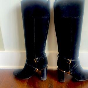 Tory Burch tall black suede boots